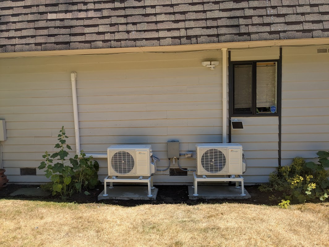 Mini‑split outdoor units installed by South Whidbey Services